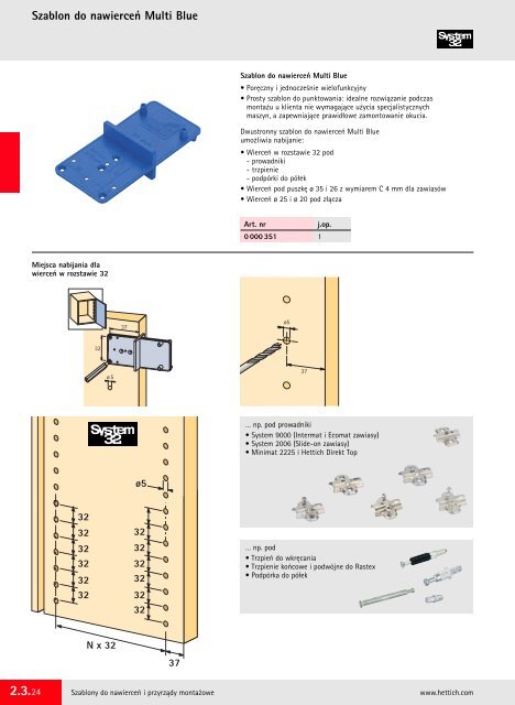 Szablon do nawierceÅ Multi Blue - Hettich