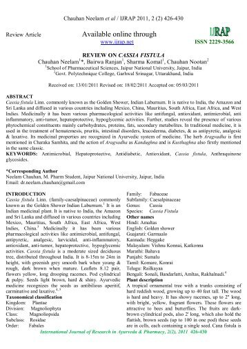 review on cassia fistula - International Journal of Research in ...