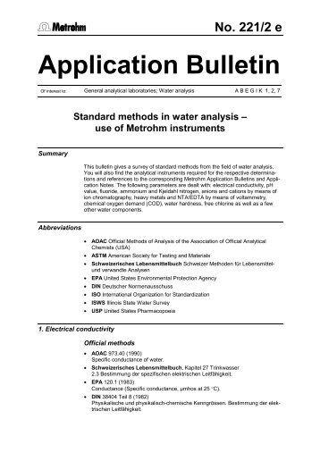 Application Bulletin - Metrohm