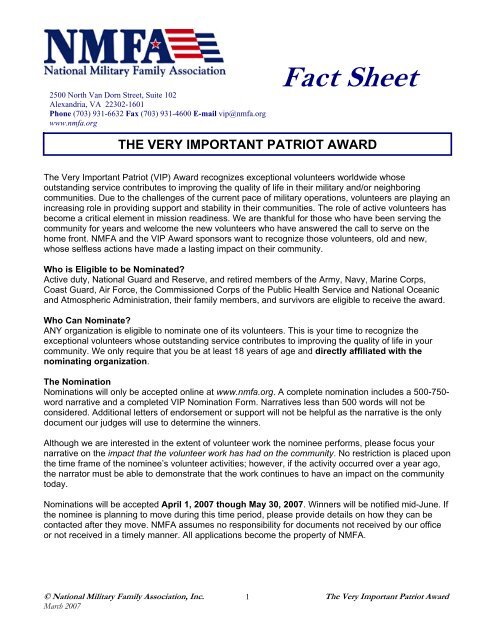 Fact Sheet National Military Family Association