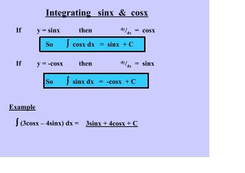 Integrating sinx & cosx