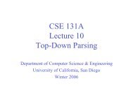 CSE 131A Lecture 10 Top-Down Parsing