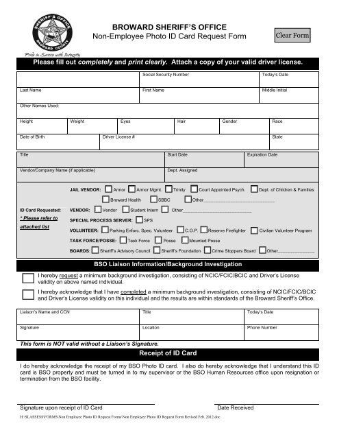 Employee Id Card Application Form