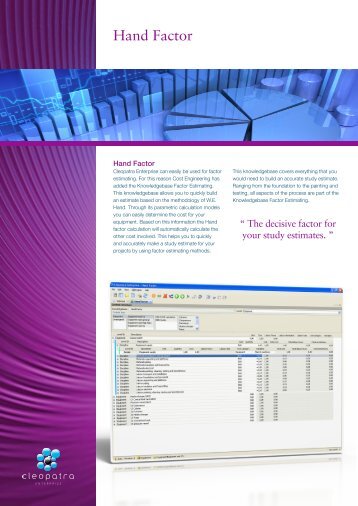 Hand Factor - Cost Estimating Software