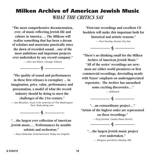 Download Liner Notes PDF - Milken Archive of Jewish Music