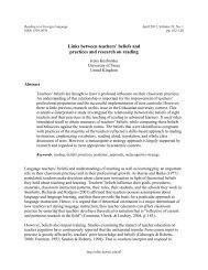 Links between teachers' beliefs and practices and research on reading
