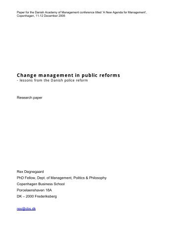 Change management in public reforms - Det Danske ...