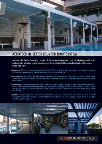 aerotech rl series louvred roof system - Viva Sunscreens