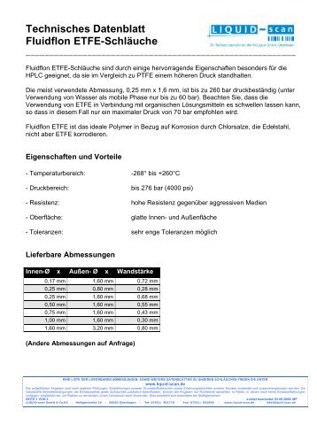 Technisches Datenblatt Fluidflon ETFE-SchlÃ¤uche - LIQUID-scan ...