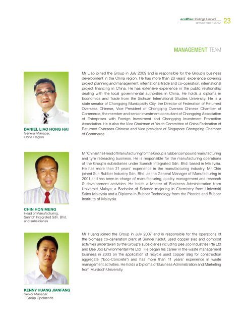 Annual Report 2012 - ecoWise Holdings Limited