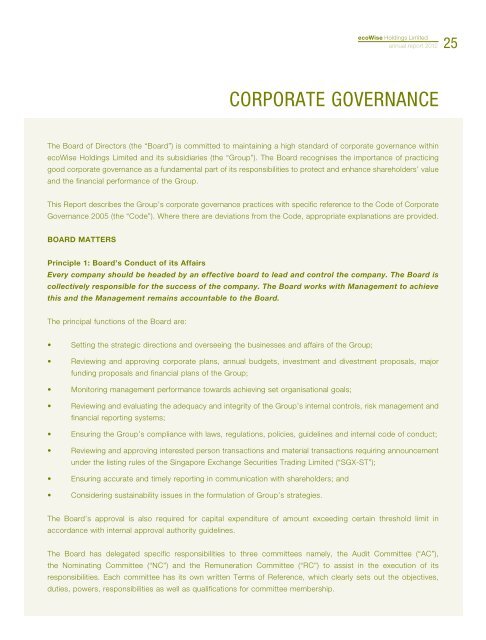 Annual Report 2012 - ecoWise Holdings Limited