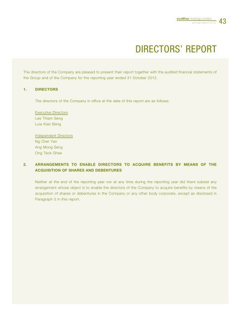 Annual Report 2012 - ecoWise Holdings Limited