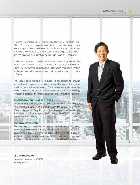 Annual Report 2012 - ecoWise Holdings Limited