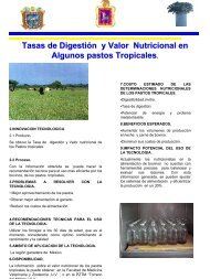 Tasas de DigestiÃ³n y Valor Nutricional en Algunos pastos Tropicales.