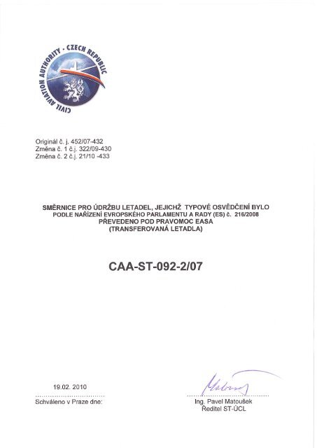 CAA-ST-092-n/97 - Úřad pro civilní letectví
