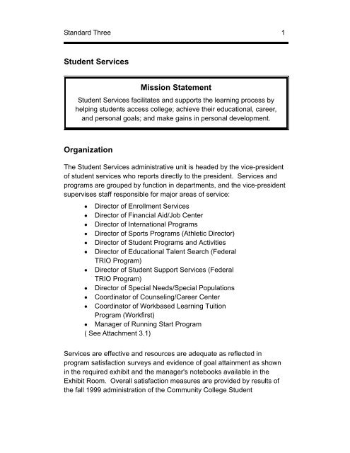 Student Services Mission Statement Organization - Centralia College