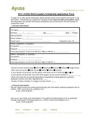 2011 AYUSA World Leaders Scholarship Application Form - Intrax