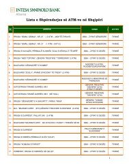 Lista e vendndodhjeve tÃ« ATM-ve - Intesa Sanpaolo Bank Albania