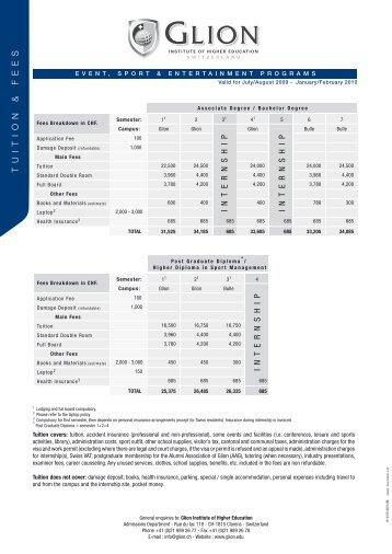 tuition & fees - Les Roches International School of Hotel Management