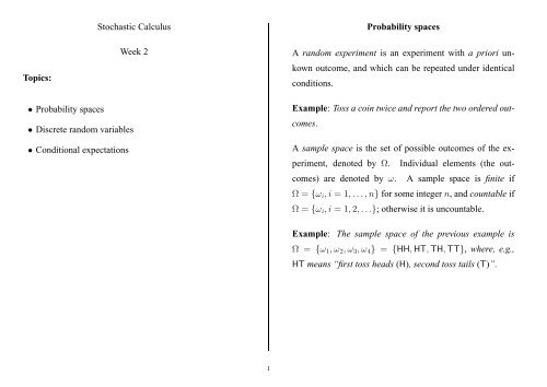 Probability Spaces Discrete Random Variables Conditional