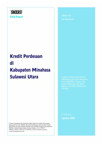 Kredit Perdesaan di Kabupaten Minahasa Sulawesi Utara