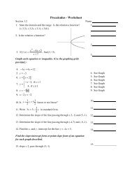 Precalculus - Worksheet