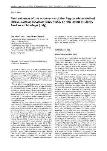 First evidence of the occurrence of the Pygmy white-toothed shrew ...