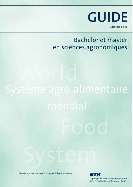 SystÃ¨me agro-alimentaire mondial - ETH - ETH ZÃ¼rich