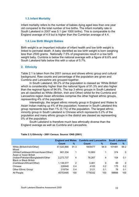 South Lakeland Health Improvement Plan - NHS Cumbria