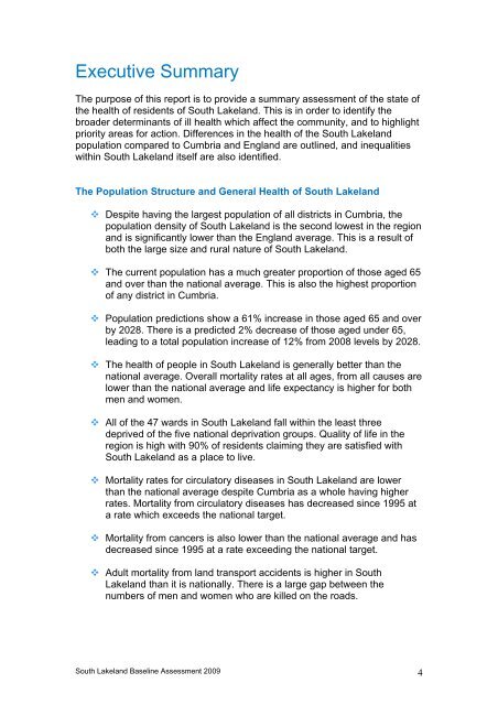 South Lakeland Health Improvement Plan - NHS Cumbria