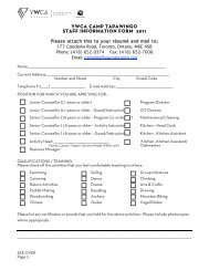 Staff application form - YWCA Toronto