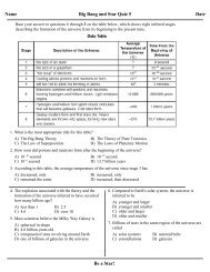 Quiz 5 on Big Bang and Stars