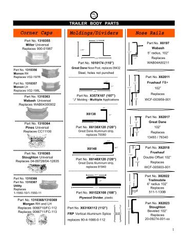 Corner Caps Nose Rails Moldings/Dividers - New Life