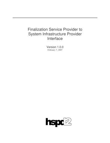 Finalization Service Provider to System Infrastructure Provider ...