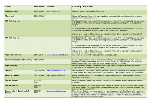 Shopping Arcade Marquee Trade List 2013 - Royal Highland Show