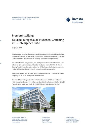 Pressemitteilung Neubau Bürogebäude München-Gräfelfing iCU ...