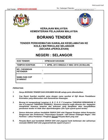 tawaran teknikal (borang tender) - ePerolehan