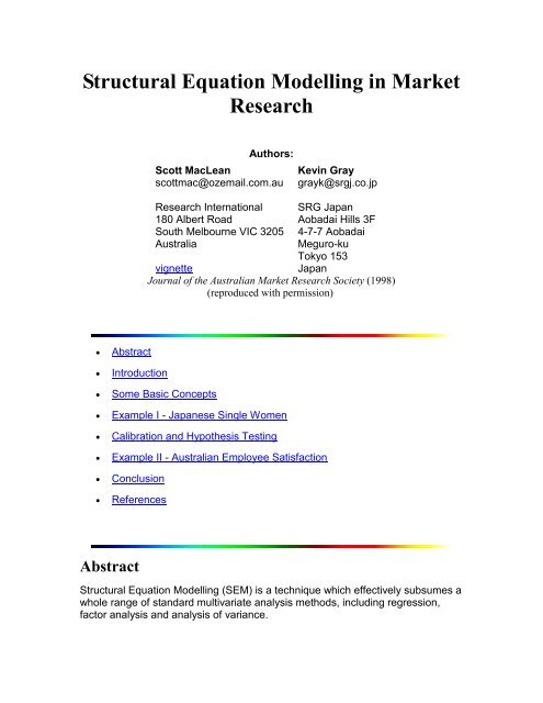 Structural Equation Modelling In Market Research