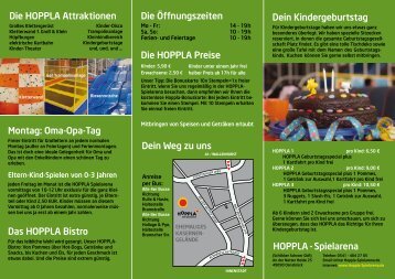 Die HOPPLA Attraktionen Montag: Oma-Opa-Tag Das HOPPLA ...