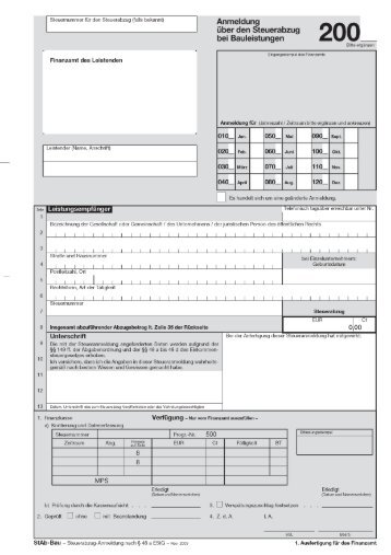 Steueranmeldung - Anmeldung Bauabzugssteuer ... - Fmueller-stb.de