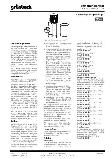 Wasseraufbereitung Grünbeck Delta P