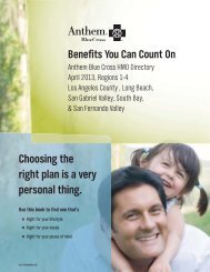 Anthem Blue Cross HMO Directory - Regions 1-4 - My Benefit Choices