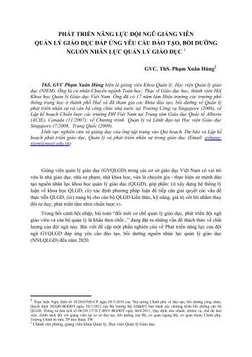 Cán bộ quản lý- Ths.Phạm Xuân Hùng - VVOB