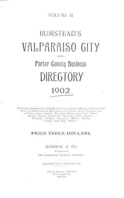 Valparaiso, Indiana city directory - Porter County, Indiana