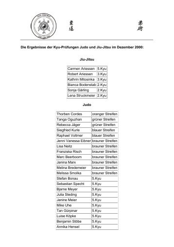 Jiu-Jitsu im Dezember 2000 - Judo und Jiu-Jitsu in Hess.Oldendorf