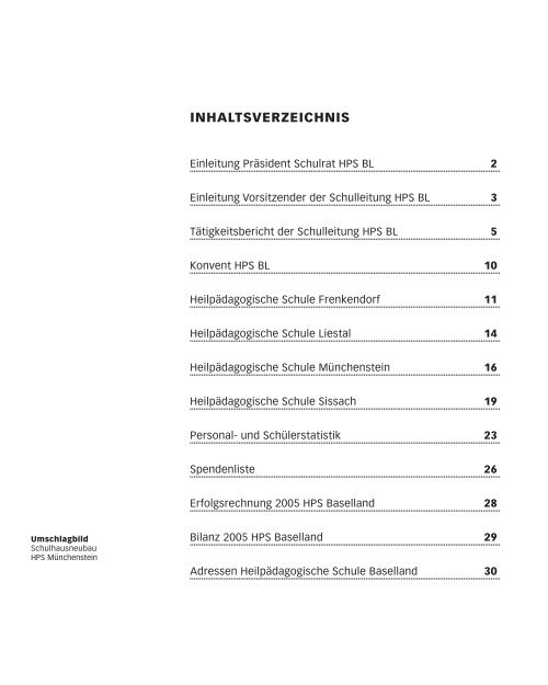 INHALTSVERZEICHNIS - Heilpädagogische Schule Baselland