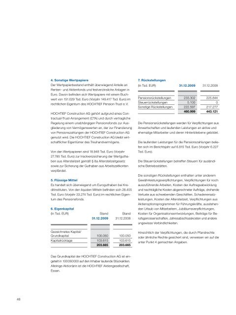 Geschäftsbericht 2009 - HOCHTIEF Solutions AG