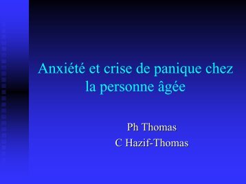 AnxiÃ©tÃ© et trouble panique chez la personne Ã¢gÃ©e