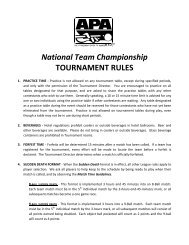 National Team Championship TOURNAMENT RULES