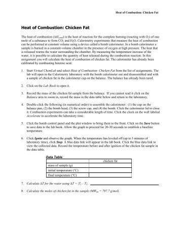 VCL 4-5: Heat of Combustion: Chicken Fat